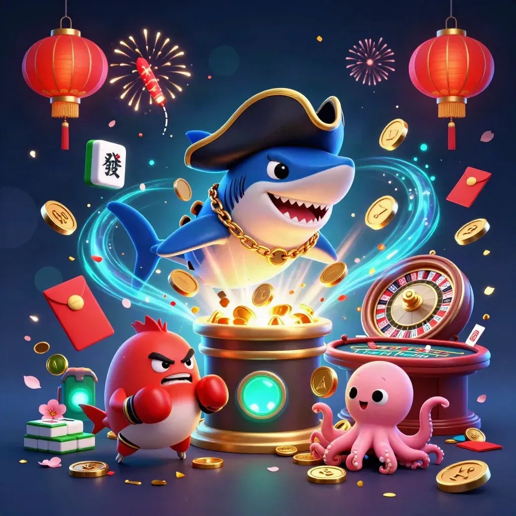 Piratenhaai, woeste kogelvis en baby-octopus tussen goud, vuurwerk en casinoglans.